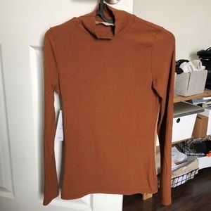 Ribbed Bamboo Mock Neck Long Sleeve